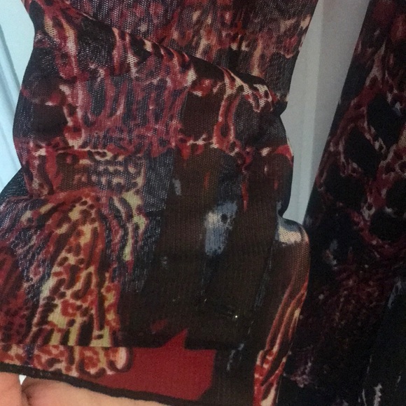 Calessa Red Printed Mesh Dress - Picture 7 of 8